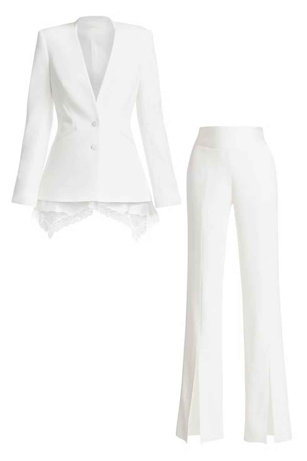 Elegant Lace-Detail Bridal Suit